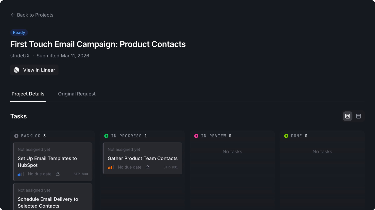 strideUX project issues